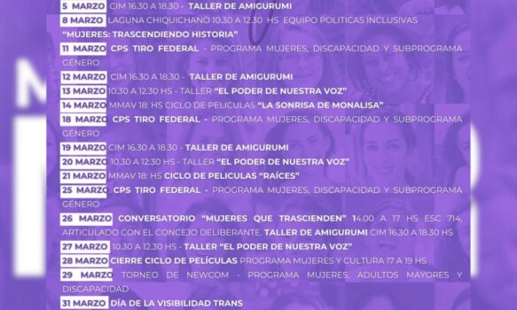 Amplio programa de visibilización por el Mes de la Mujer en Trelew