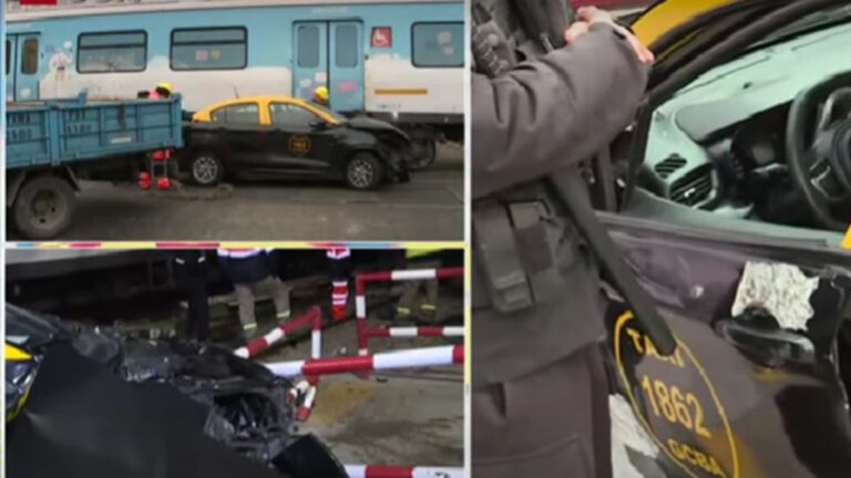 Grave accidente en Flores: el momento en el que el tren Sarmiento embistió a un taxi