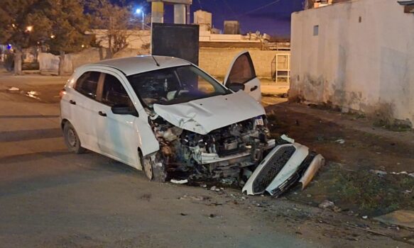 Se durmió y choco contra palma de luz