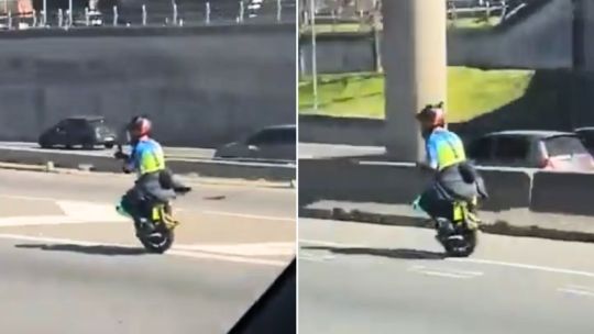 Rápido y furioso: lo grabaron a 100 km/hora en un monociclo por la banquina de Panamericana