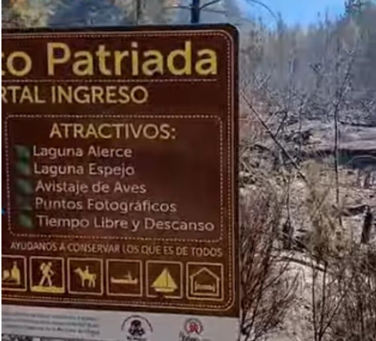 Así quedó el portal de ingreso a Puerto Patriada luego del feroz incendio