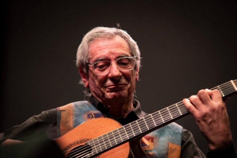 Artistas en escena durante un festival solidario en Esquel, Chubut.