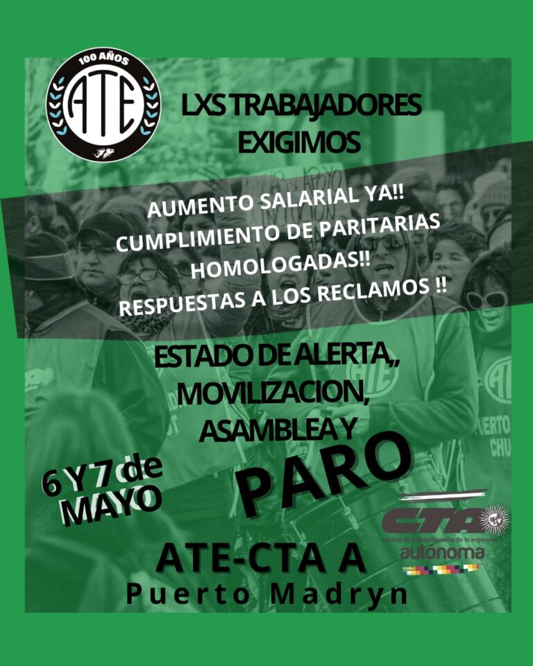Movilización de trabajadores de ATE en Puerto Madryn