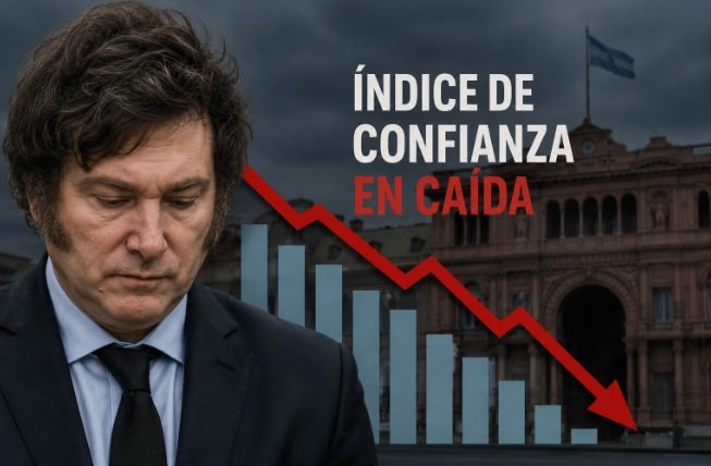 Gráfico del índice de confianza hacia el gobierno de Javier Milei