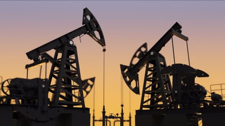 Plataforma petrolera en Santa Cruz con trabajadores y equipos de extracción