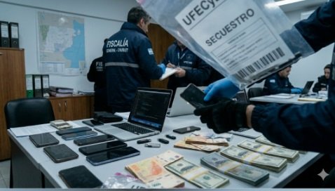 Operativo policial de allanamiento en Buenos Aires por estafa en Puerto Madryn