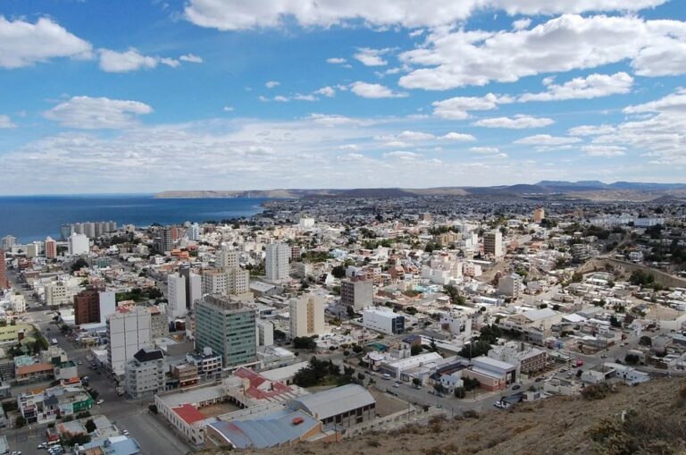 Mapa de la provincia de Chubut con la ciudad de Comodoro Rivadavia destacada