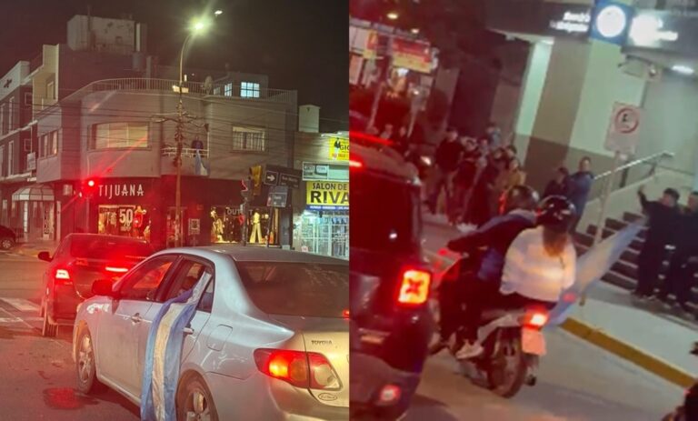 Hinchas celebrando en las calles de Comodoro Rivadavia tras la victoria de Argentina ante Argelia en el Mundial 2026