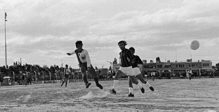 José Sanfilippo durante un partido con San Lorenzo en la década de 1970