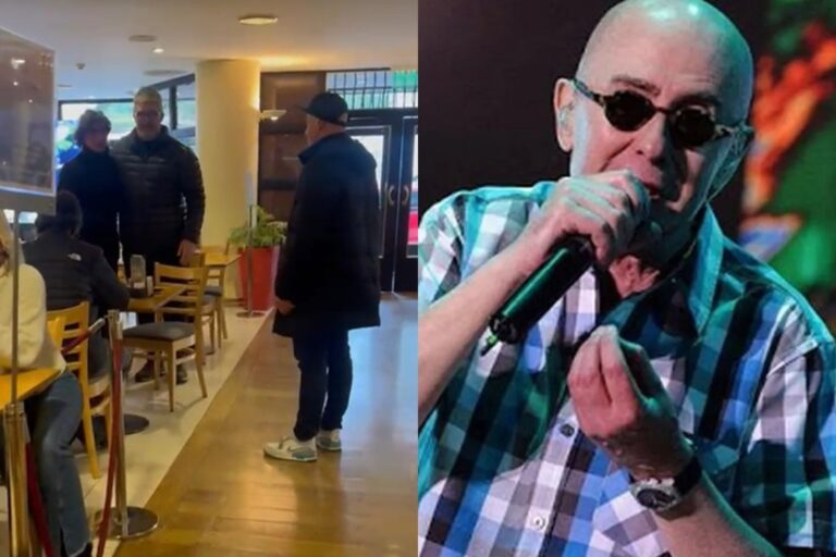 Integrantes de Los Fundamentalistas del Aire Acondicionado en un hotel de Comodoro Rivadavia tras la muerte del Indio Solari