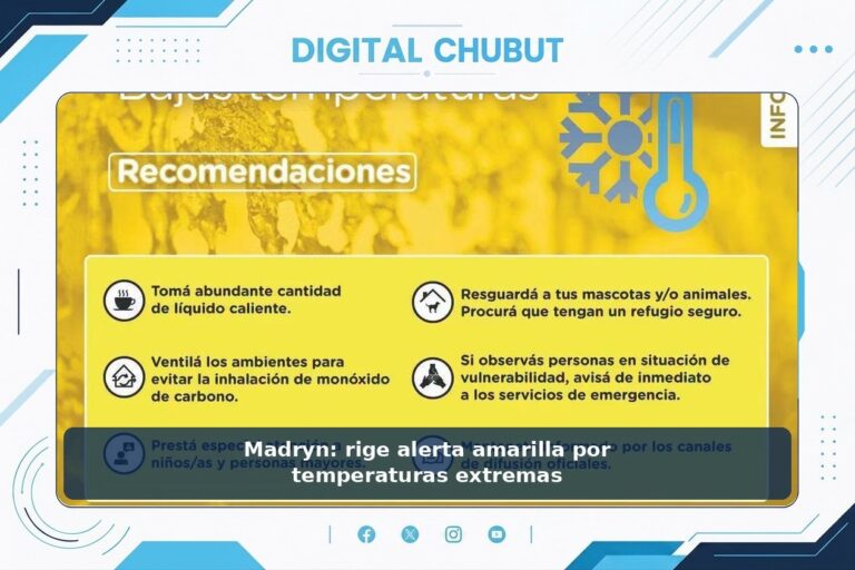 Alerta amarilla por frío extremo en Puerto Madryn