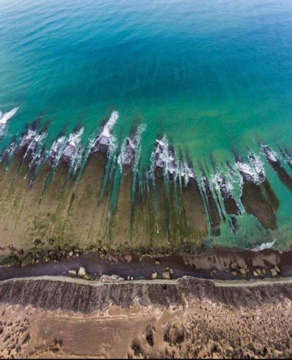 Vista de la playa Magagna en Rawson, Chubut, lugar del ataque