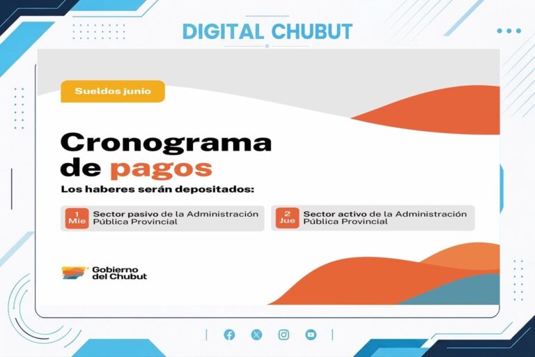 Cronograma de pago de haberes junio Chubut