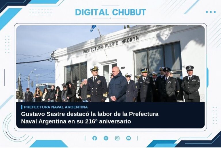 Intendente Gustavo Sastre en acto por el 216º aniversario de la Prefectura Naval Argentina en Puerto Madryn
