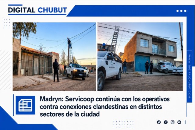 Operativo de control de Servicoop contra conexiones clandestinas en Puerto Madryn