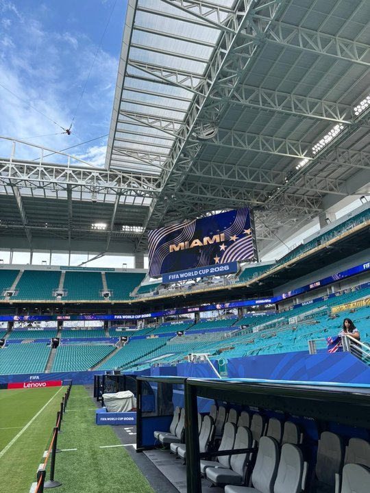 Vista exterior del Hard Rock Stadium en Miami previo al partido Argentina vs Cabo Verde