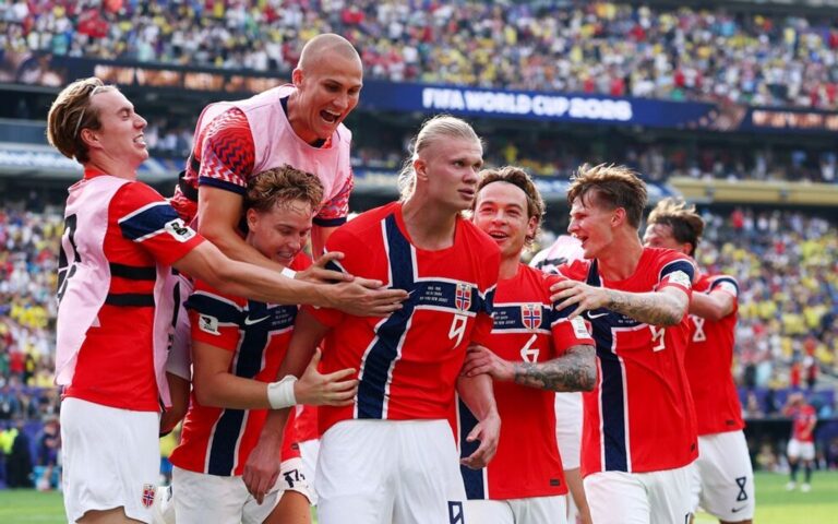 Erling Haaland celebra un gol durante el partido entre Noruega y Brasil en el Mundial 2026
