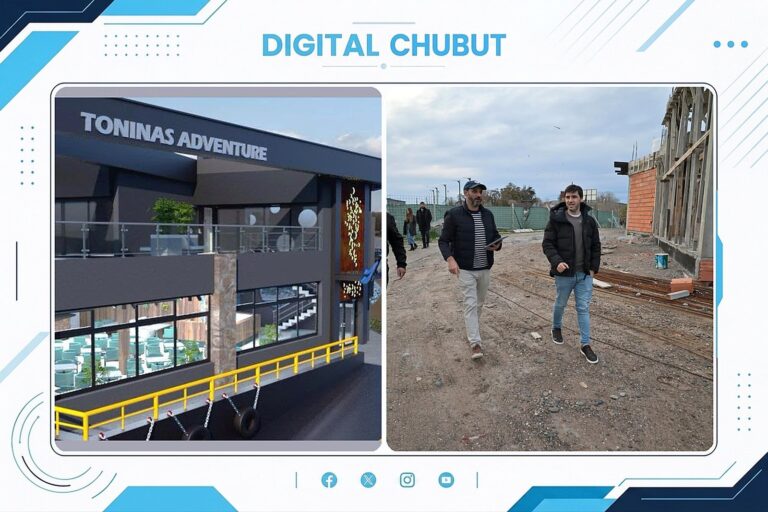 Gobernador Ignacio Torres y empresario Raúl Cereseto recorren obra de Toninas Adventure en Playa Unión