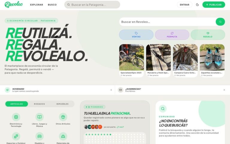 Captura de pantalla de la aplicación Revoleo para intercambio de objetos
