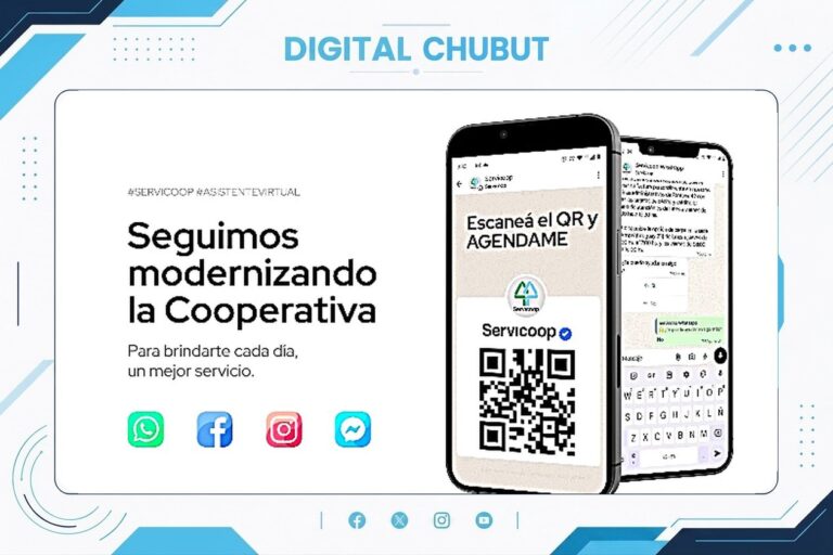 Pantalla de asistente virtual de Servicoop para atención digital