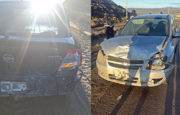 Lugar del choque entre un Chevrolet Astra y un Chevrolet Celta en el camino Roque González