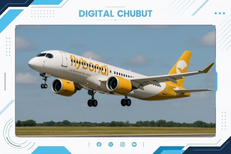 Avión de Flybondi en una pista de aterrizaje