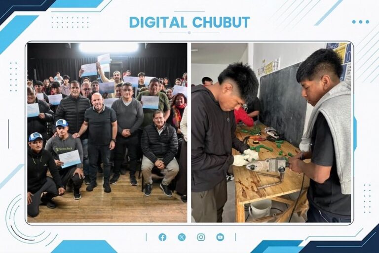 Entrega de certificados del curso de instalación de agua, gas y cloacas en Puerto Madryn