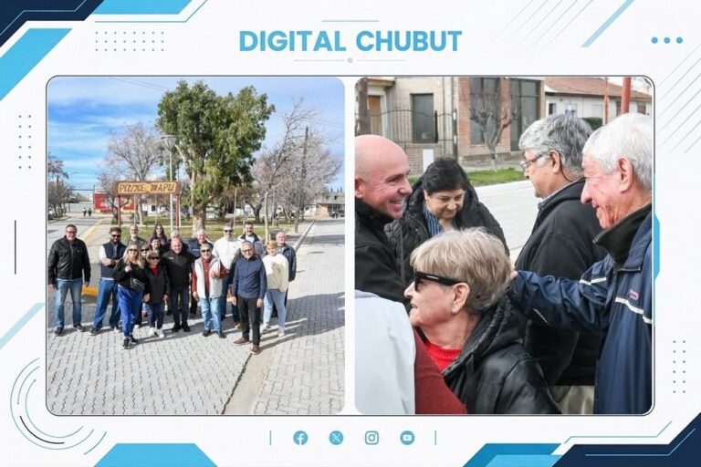 Obras de adoquinado en calles Caseros y Bolívar, barrio Inmigrantes, Puerto Madryn