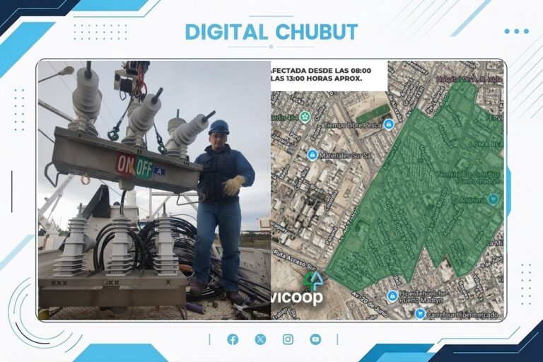 Corte de energía en Puerto Madryn por trabajos de Servicoop