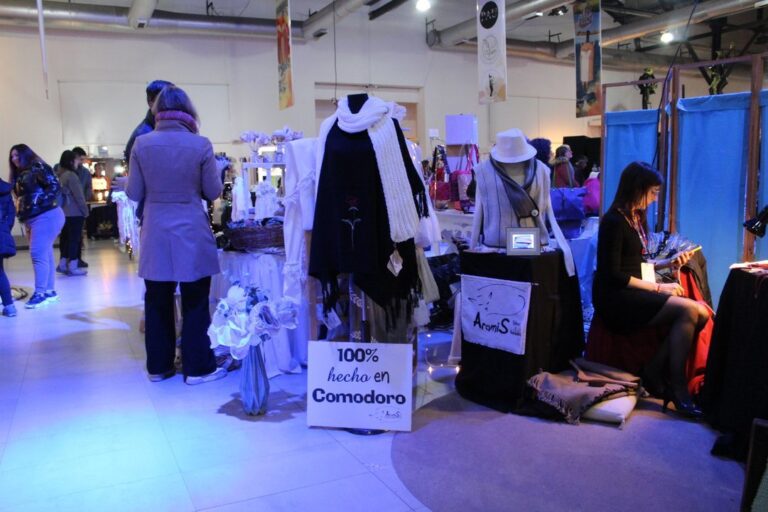 Stands de emprendedores en el Festival de Diseño de Comodoro Rivadavia