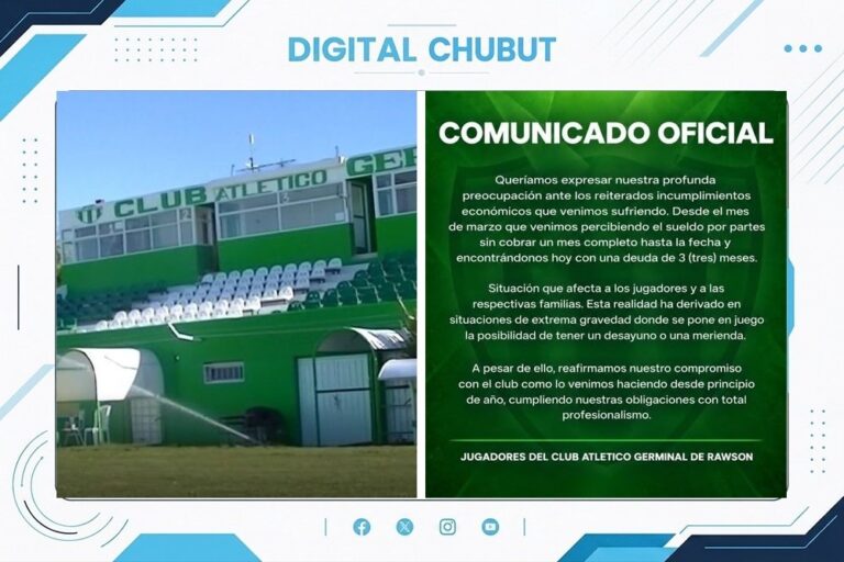 Jugadores del Club Atlético Germinal de Rawson durante un partido