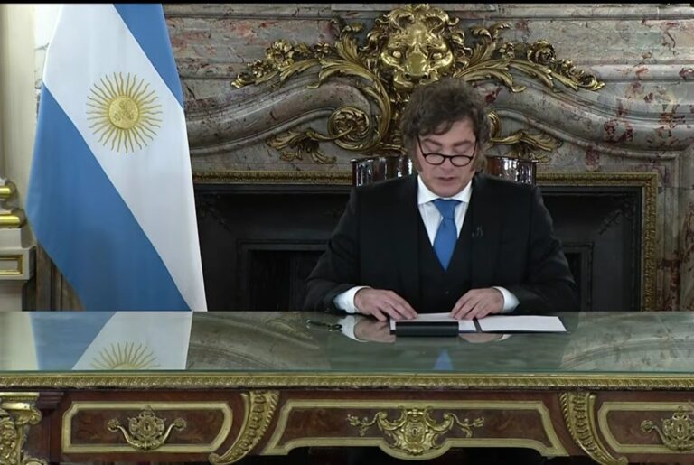 Presidente Javier Milei en cadena nacional