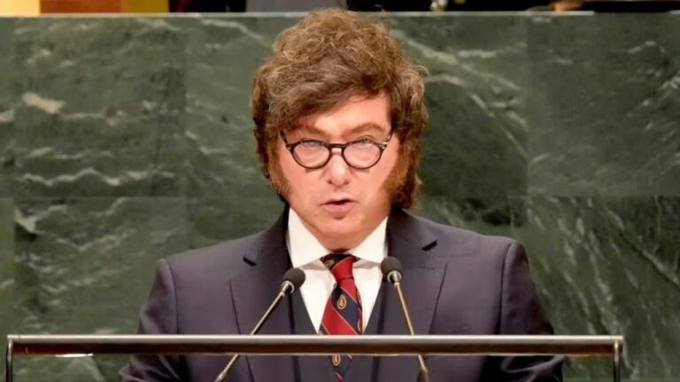 Presidente Javier Milei durante su discurso en la 81ª Asamblea General de las Naciones Unidas en Nueva York