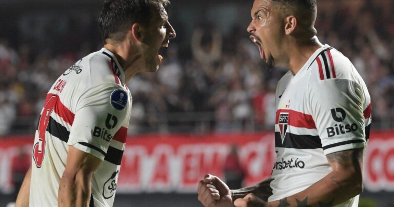 Jugadores de San Pablo durante un partido de la Copa Sudamericana