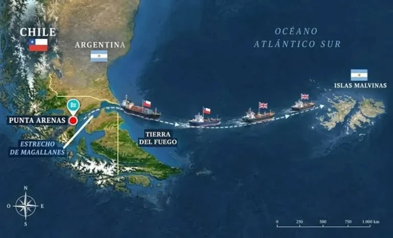 Carguero Danstar de bandera chilena que reanudará la ruta entre Punta Arenas y las islas Malvinas