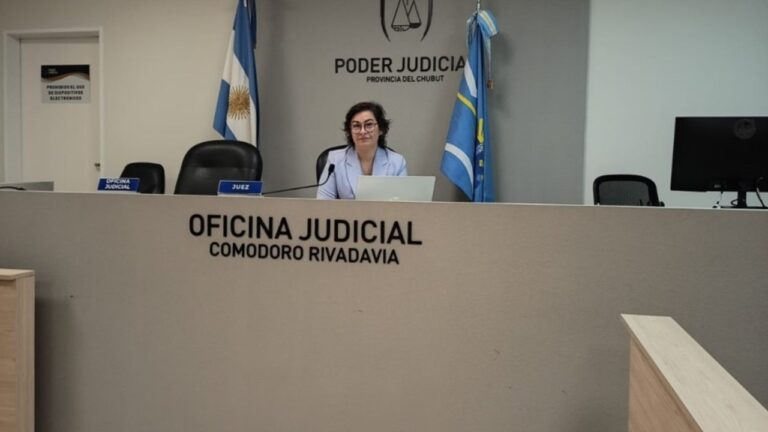Sala de audiencias de la Oficina Judicial de Comodoro Rivadavia