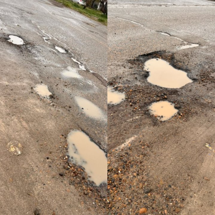 Tramo deteriorado de la Ruta Provincial 39 en Comodoro Rivadavia