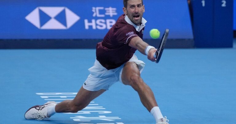 Novak Djokovic y Alex de Miñaur en la final del ATP 500 de Beijing