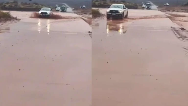 Ruta Provincial 5 cortada por la crecida del arroyo Carranza en Vaca Muerta