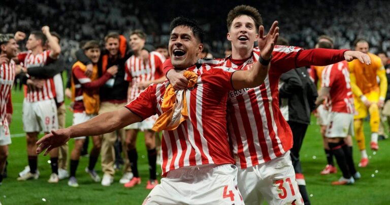 Jugadores de Estudiantes de La Plata durante un partido de la Copa Libertadores